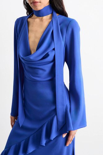 Robe Longue À Manches Longues Avec Col Bénitier Et Détails À Volants | Taille 40 - Warehouse - Modalova