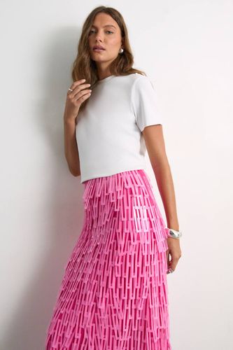 Jupe Midi Étagée À Sequins Avec Découpes Et Franges | Taille 42 - Warehouse - Modalova