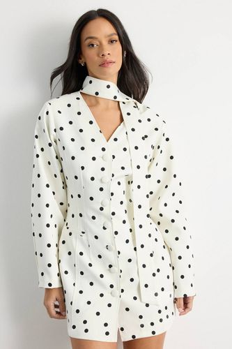 Robe Mini Ajustée À Pois Avec Manches Cocon | Taille 46 - Warehouse - Modalova