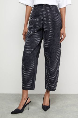 Jean Jambe Tonneau à Strass | Taille 40 - Warehouse - Modalova