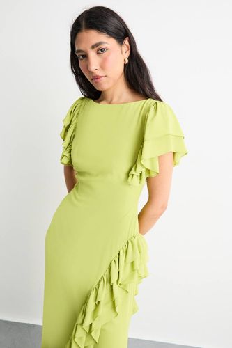 Robe Maxi à Fente Latérale avec Détails Volantés | Taille 36 - Warehouse - Modalova