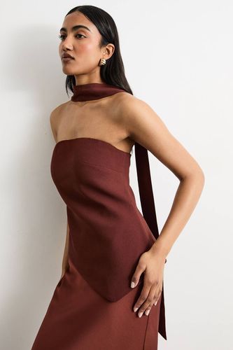 Robe Midi en Satin à Bustier Structuré Sans Bretelles | Taille 46 - Warehouse - Modalova