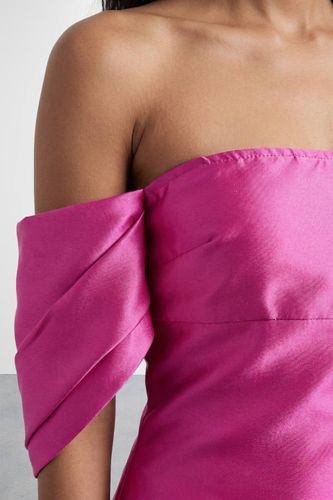 Robe Midi Bardot à Manches Bouffantes Structurée Petite Taille | Taille 44 - Warehouse - Modalova