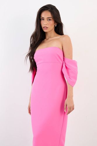 Robe Midi Colonne Bardot en Crêpe Stretch | Taille 42 - Warehouse - Modalova