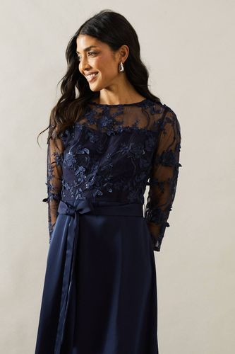Robe Évasée d'Occasion en Satin avec Superposition de Tulle | Taille 46 - Wallis - Modalova
