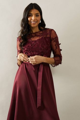 Robe Évasée d'Occasion en Satin avec Superposition de Tulle | Taille 44 - Wallis - Modalova
