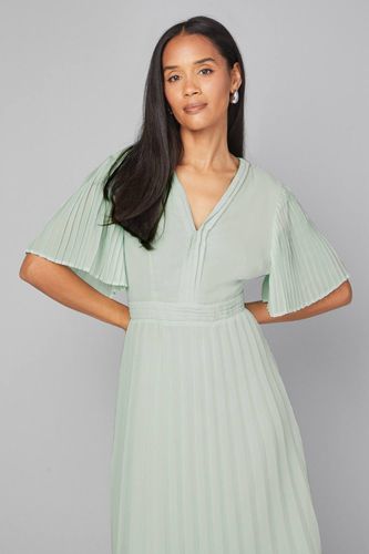 Robe Midi en Mousseline à Manches Plissées | Taille 46 - Wallis - Modalova