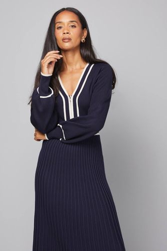 Robe Midi Tricotée Plissée à Fermeture Éclair | Taille 38 - Wallis - Modalova