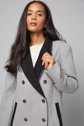 Manteau à Col et Détails de Poche Contrastés | Taille 48 - Wallis - Modalova