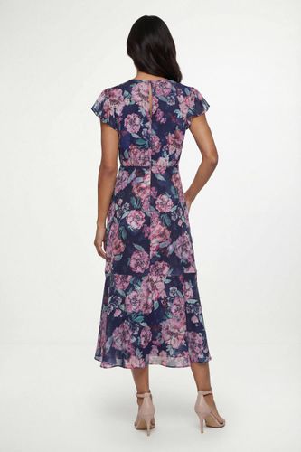 Robe Midi Cape À Motif Floral Dévoré | Taille 48 - Wallis - Modalova