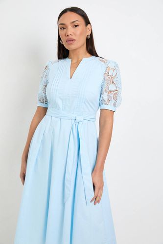 Robe Midi En Coton Avec Ceinture Et Dentelle Petite | Taille 42 - Wallis - Modalova