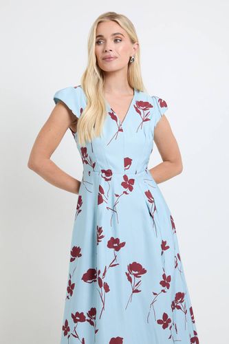 Robe Midi En Sergé Ottoman À Imprimé Floral Petite Taille | Taille 48 - Wallis - Modalova
