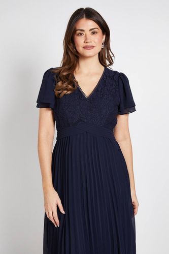 Robe Midi Plissée Avec Détails En Dentelle | Taille 48 - Wallis - Modalova