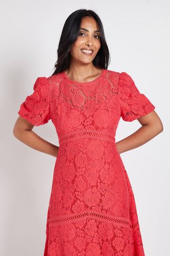 Robe Midi En Dentelle À Manches Bouffantes Petite | Taille 48 - Wallis - Modalova