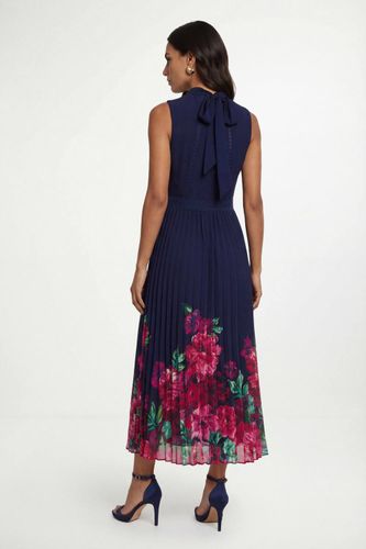 Robe Midi Plissée À Empiècement De Dentelle Florale | Taille 48 - Wallis - Modalova