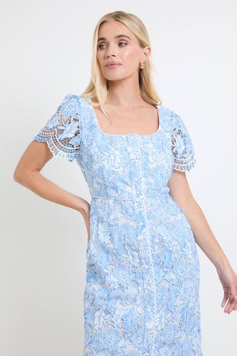Robe Midi Boutonnée En Dentelle Contrastée Petite | Taille 48 - Wallis - Modalova