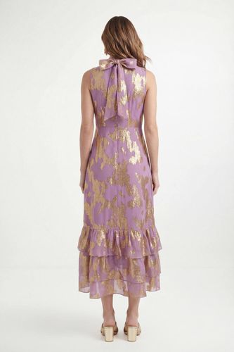 Robe Longue À Volants Métallisée Petite Taille | Taille 48 - Wallis - Modalova