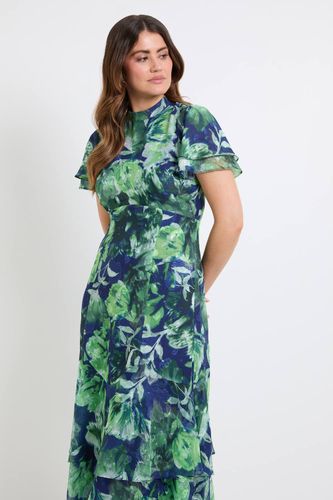 Robe Midi À Volants Avec Motif Floral Dévoré | Taille 48 - Wallis - Modalova