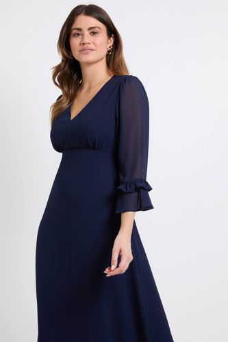 Robe Midi À Manches Évasées À Volants | Taille 48 - Wallis - Modalova