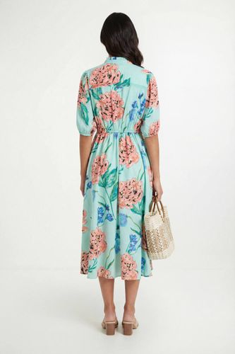 Robe Midi À Fleurs Avec Manches Bouffantes Et Plis Nervurés | Taille 48 - Wallis - Modalova