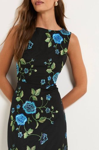 Robe Midi Ajustée Et Évasée En Tulle Brodé De Fleurs | Taille 48 - Wallis - Modalova