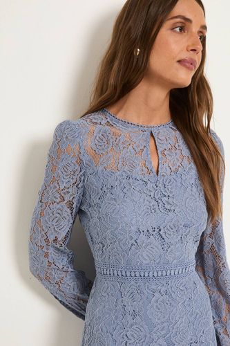 Robe Midi En Dentelle À Col Montant Avec Volants | Taille 48 - Wallis - Modalova