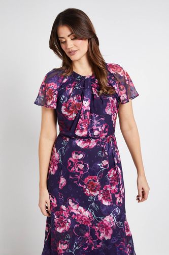 Robe Midi Florale Dévorée Avec Détail Torsadé | Taille 46 - Wallis - Modalova