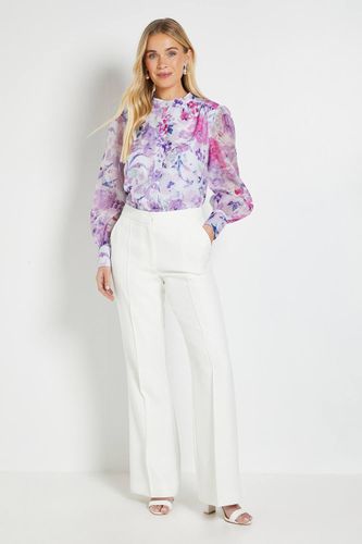 Chemise Sans Col En Organza Fleuri Petite Taille | Taille 46 - Wallis - Modalova