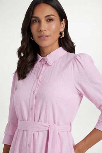 Robe Chemise Petite En Coton Dobby À Volants | Taille 48 - Wallis - Modalova