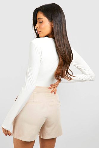 Double Layer Slinky Long Sleeve Crew Neck Bodysuit | Taille 44 - boohoo - Modalova