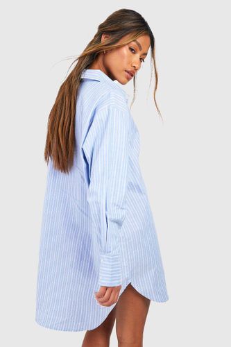 Chemise de nuit en pyjama surdimensionnée à rayures de coton | Taille 44 - boohoo - Modalova