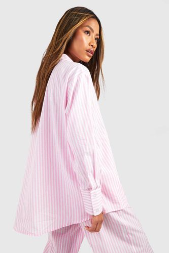 Chemise de pyjama oversize à rayures en coton | Taille 44 - boohoo - Modalova