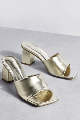 Mules À Talons Carrés Bas Métallisées | Taille 41 - boohoo - Modalova