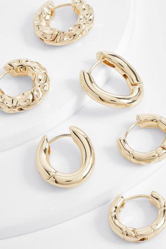 Femme Lot De Mini Créoles Dorées - boohoo - Modalova
