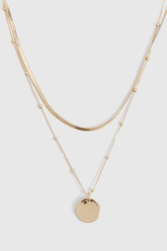 Collier Pendentif Délicat En Or À Chaînes Superposées - boohoo - Modalova
