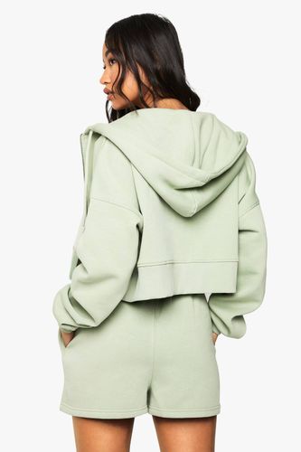 Survêtement court 3 pièces crop à zip intégral avec détails de couture | Taille Medium - boohoo - Modalova
