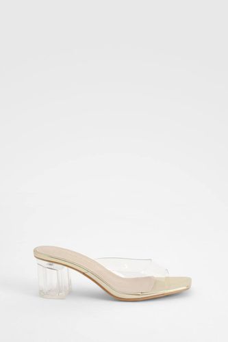 Mules à talon bloc transparent | Taille 41 - boohoo - Modalova