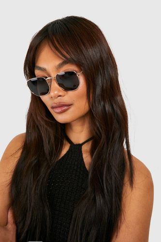 Lunettes de soleil rondes à monture métallique teintée - boohoo - Modalova