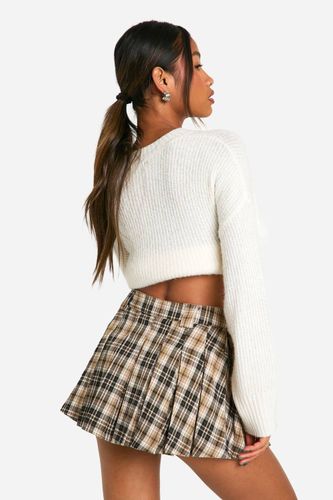 Check Pleat Mini Skirt | Taille 44 - boohoo - Modalova