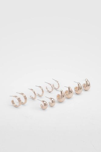 Boucles d'oreilles en or – Goutte et Créoles, pack de 6 - boohoo - Modalova
