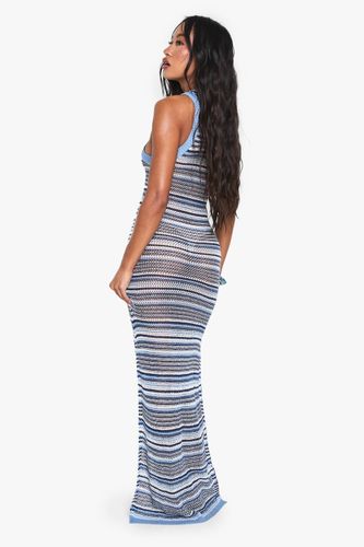 Robe maxi de plage en crochet à rayures | Taille Medium - boohoo - Modalova