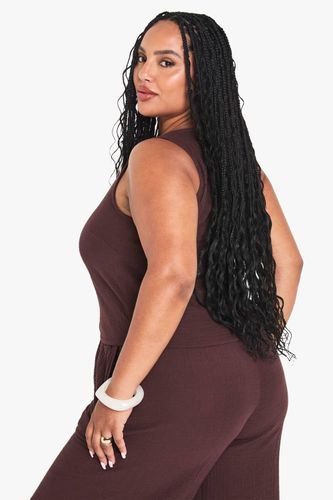 Haut Grande Taille Sans Manches En Gaze De Coton Avec Liens À Nouer Devant | Taille 48 - boohoo - Modalova