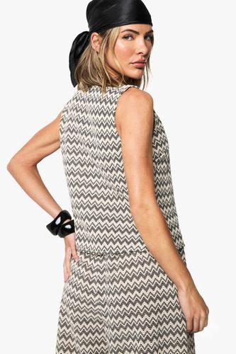 Haut De Plage Tricoté À Motif Zigzag | Taille Medium - boohoo - Modalova