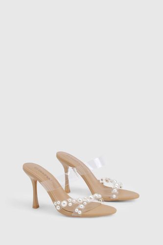 Mules Claires à Talons avec Détails en Perle | Taille 41 - boohoo - Modalova