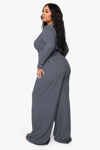 Plus Pantalon Plus à Taille avec Cordon Simple - Rayé | Taille 48 - boohoo - Modalova