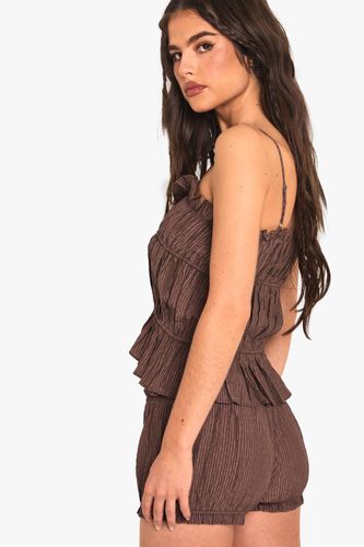 Shorts à volants à rayures texturées | Taille 44 - boohoo - Modalova
