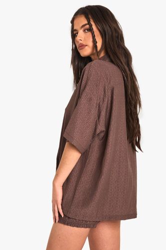 Chemise à manches courtes rayée texturée | Taille 40 - boohoo - Modalova