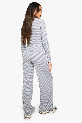 Pantalon droit à rayures à ceinture minimaliste | Taille 40 - boohoo - Modalova