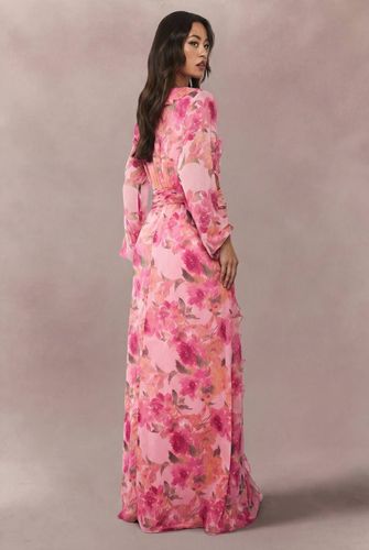 Robe Longue En Mousseline À Imprimé Floral Et Manches Volumineuses Pour Grande Taille | Taille 40 - boohoo - Modalova
