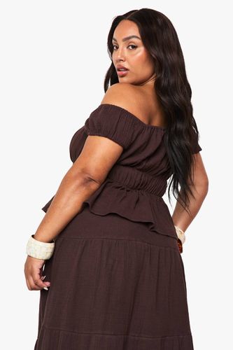 Plus Haut Bardot en mousseline de coton | Taille 50 - boohoo - Modalova